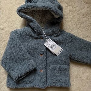 Mango baby kids blue Hooded Jacket coat size 6-9 months
